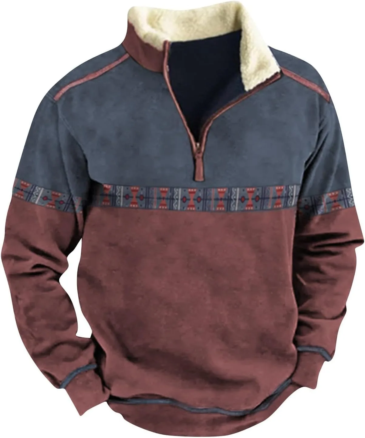 

Свитшот мужской Aztec Cowboy Hoodie Western Fleece Jacket с полумолнией Canbebig