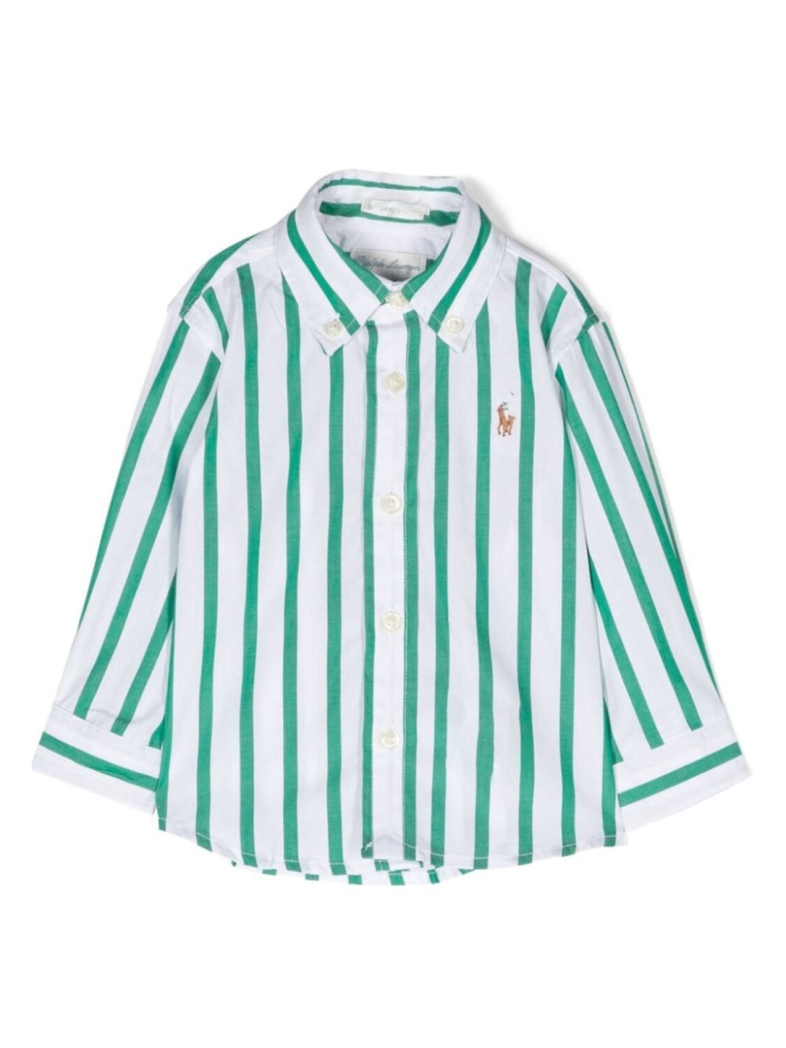 

POLO RALPH LAUREN KIDS полосатая рубашка с вышивкой Polo Pony, зеленый