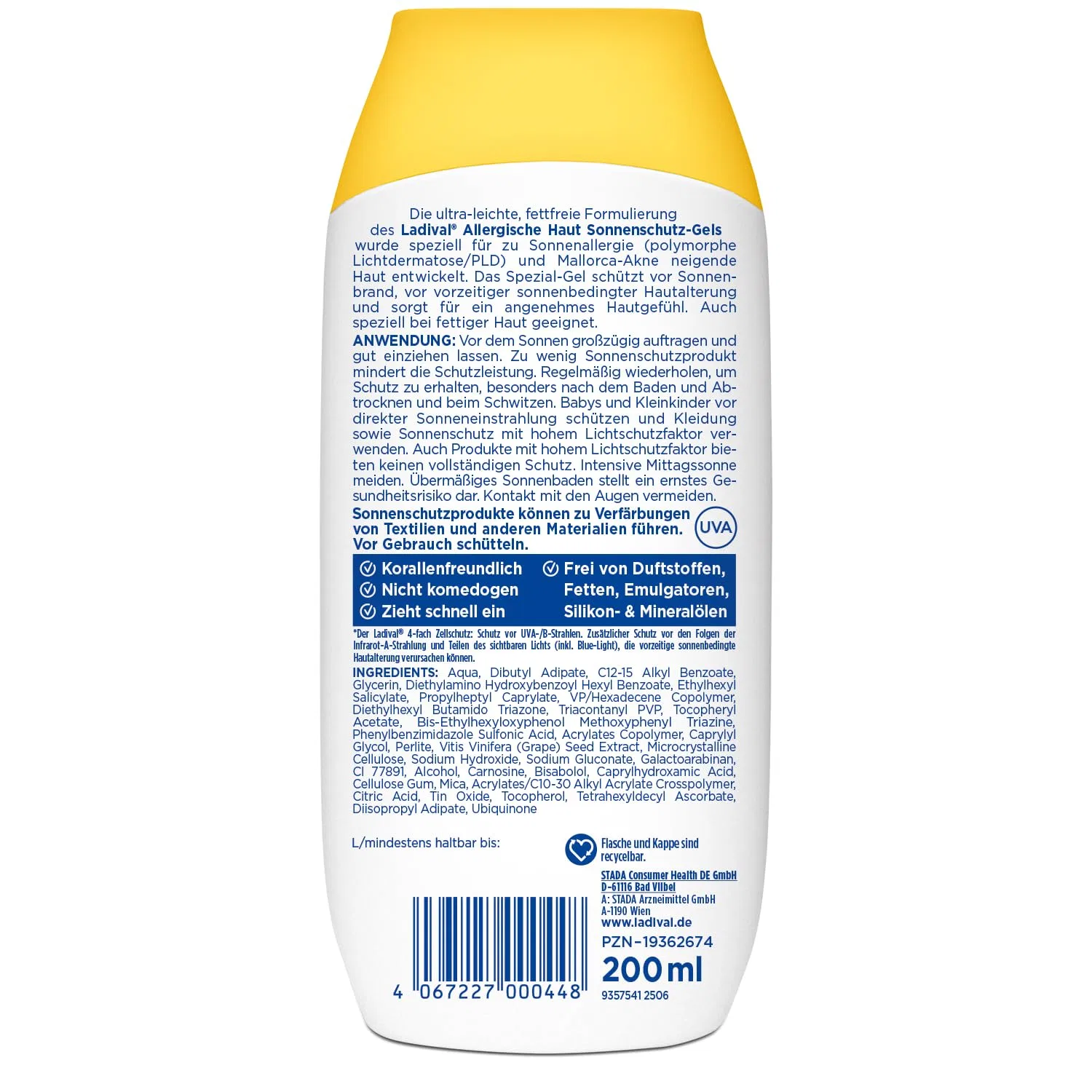 Солнцезащитный гель Ladival Allergic Skin SPF 30 для тела ‎Ladival — фото 2