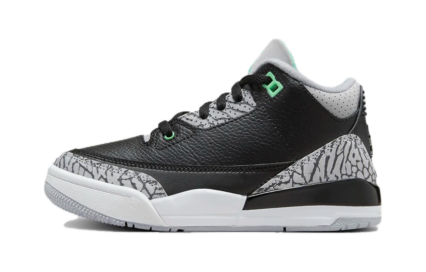 

Кроссовки Jordan 3 Retro Green Glow PS, черный