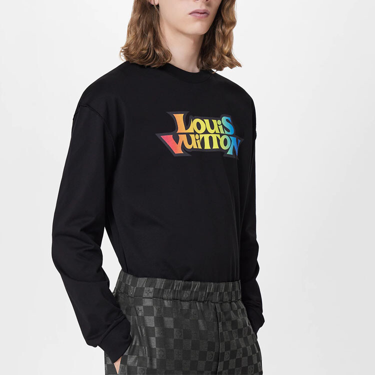 Футболка мужская Louis Vuitton с цветным логотипом, черный — фото 3