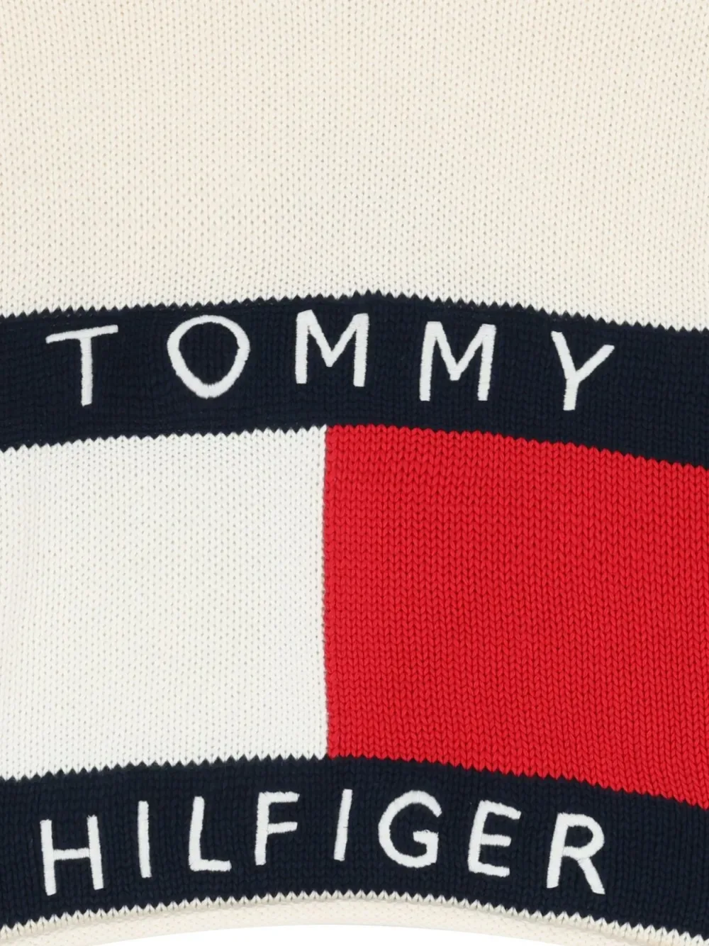 Свитер в стиле колор-блок с круглым вырезом Tommy Hilfiger Junior, бежевый — фото 3