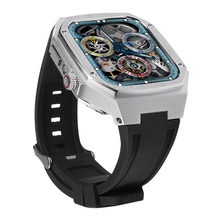 

Ремешок из силиконового материала, совместимый с Apple Wepro, Silver Case+Red Strap