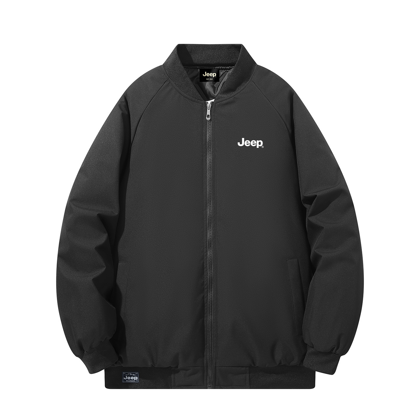 

Пуховик Unisex Baseball Collar Thickened Jeep, pure черный