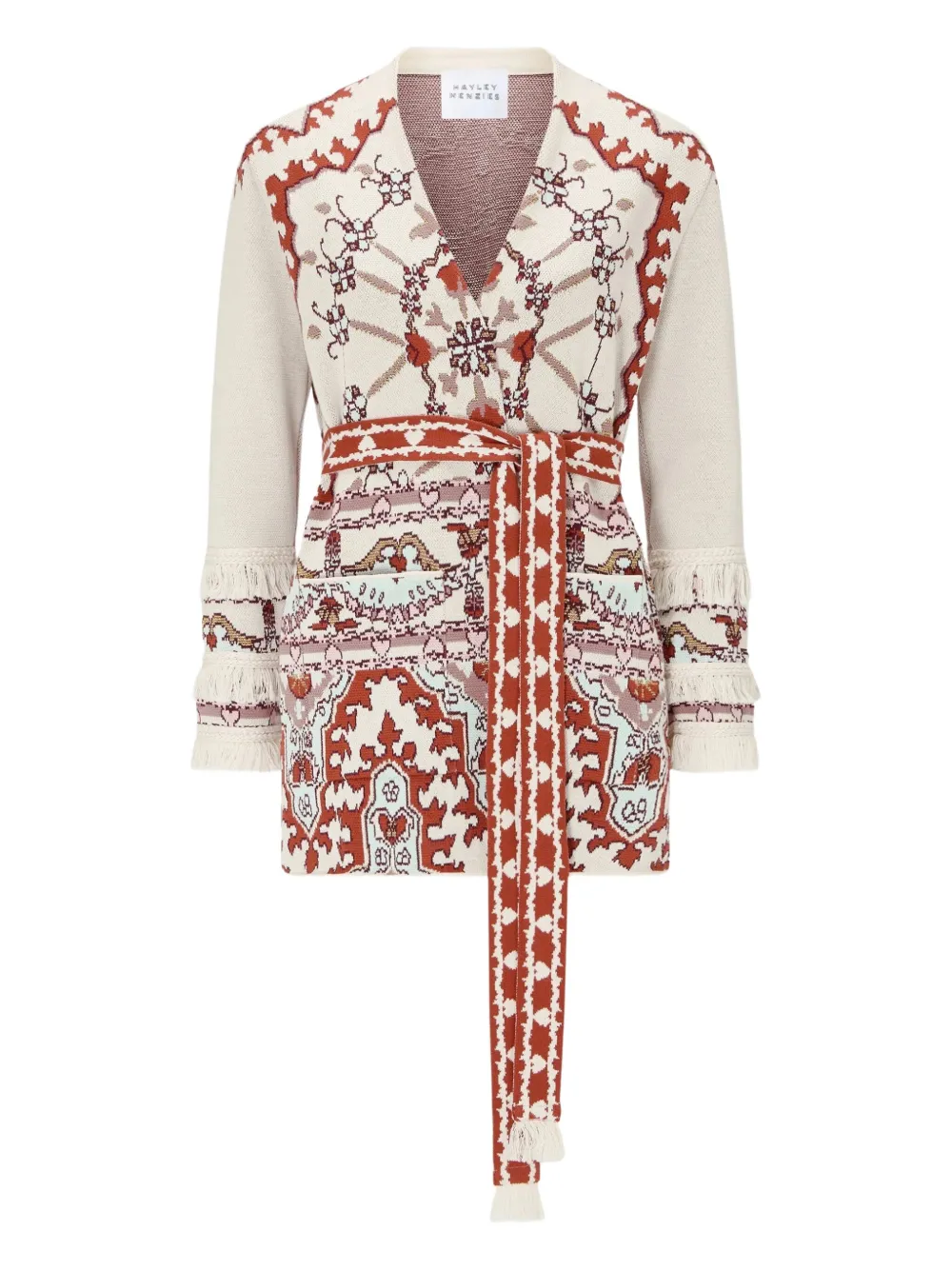 

Кардиган с поясом и узором Hayley Menzies, нейтральный