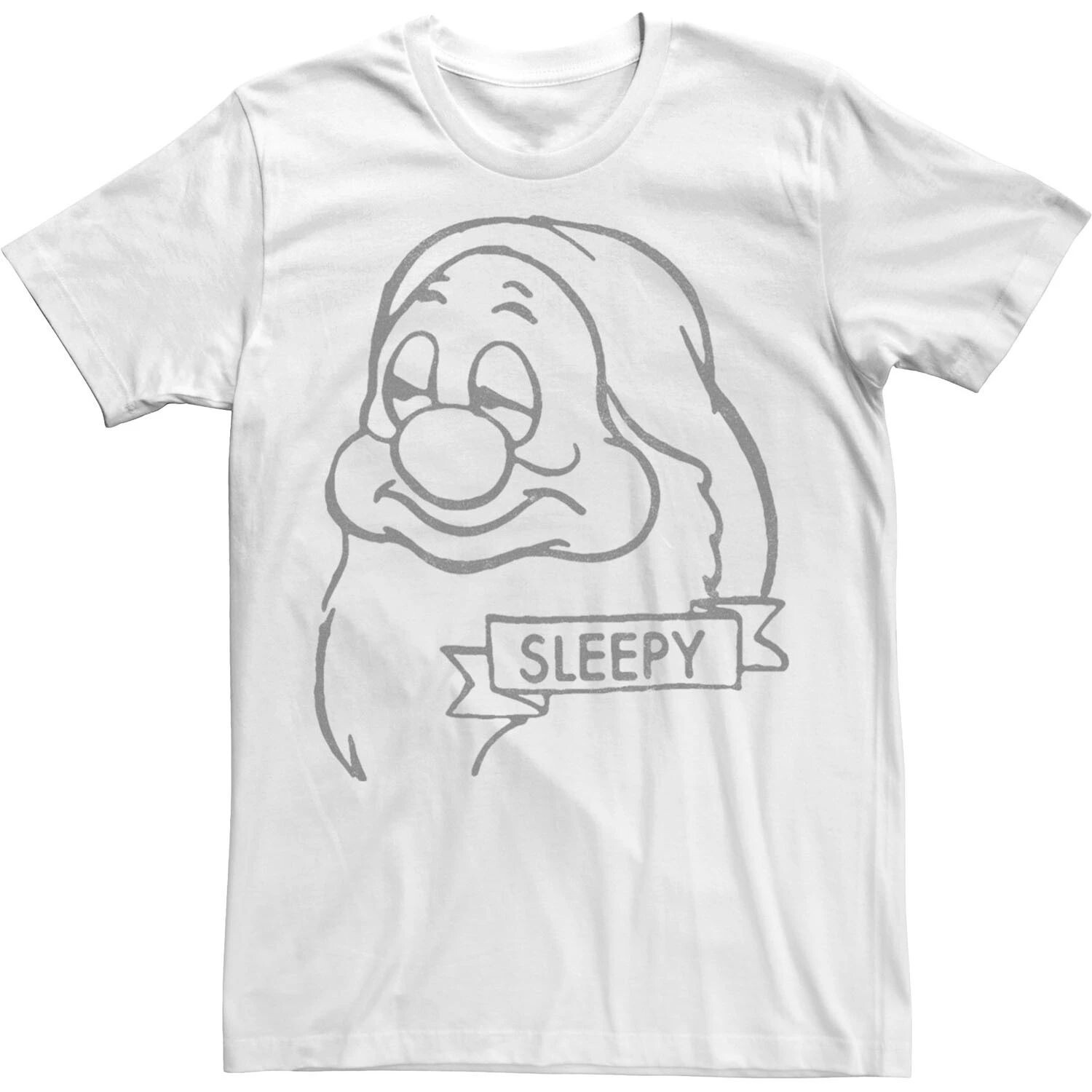 

Мужская футболка Disney Snow White Sleepy Line Art с большим лицом Licensed Character
