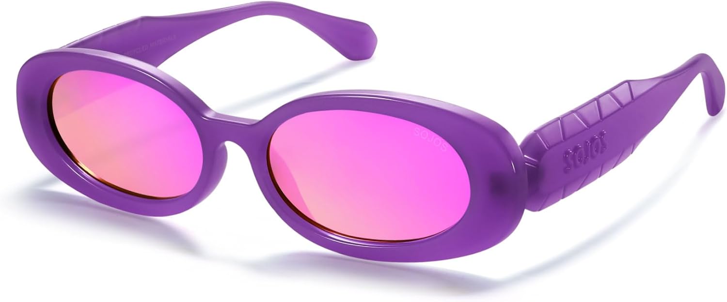 

Солнцезащитные очки SOJOS Ocean Collection Retro Oval Polarized для женщин и мужчин, винтажная оправа из переработанного пластика, экологичные, для защиты от солнца, Purple/Rose