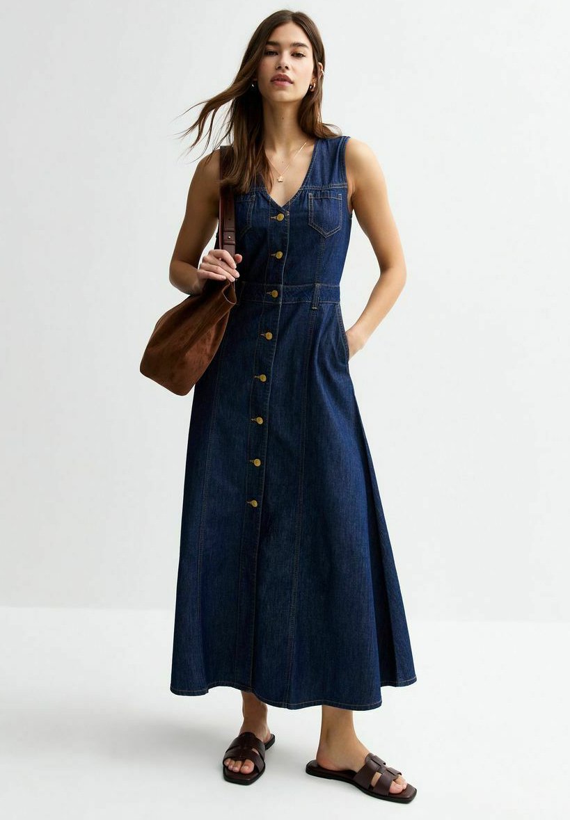 

Джинсовое платье BUTTON DOWN MIDI New Look, темно-синий