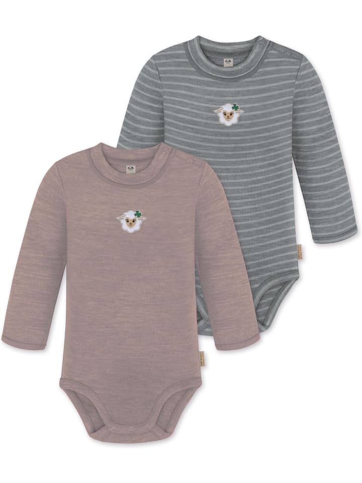 

Normani Outdoor Sports Комплект из 2 детских боди с длинными рукавами из мериносовой шерсти "Туай" в розово-сером цвете