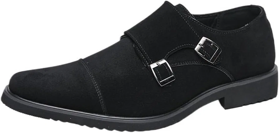 Мужские лоферы из черной кожи с двойной пряжкой, Black DHFIRUFSHLO