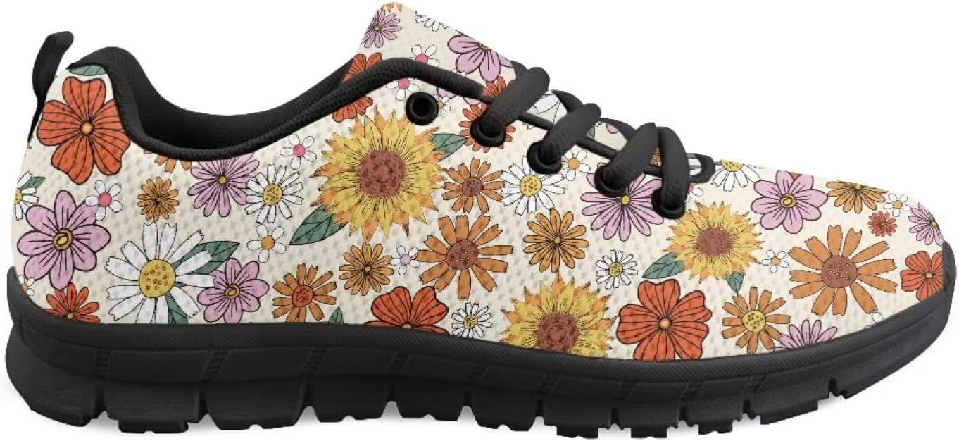 

Кроссовки с американским флагом для мужчин и женщин, кеды, обувь на 4 июля, легкие беговые и теннисные кроссовки для фитнеса Getelinseng, Retro Cottagecore Floral Wildflower
