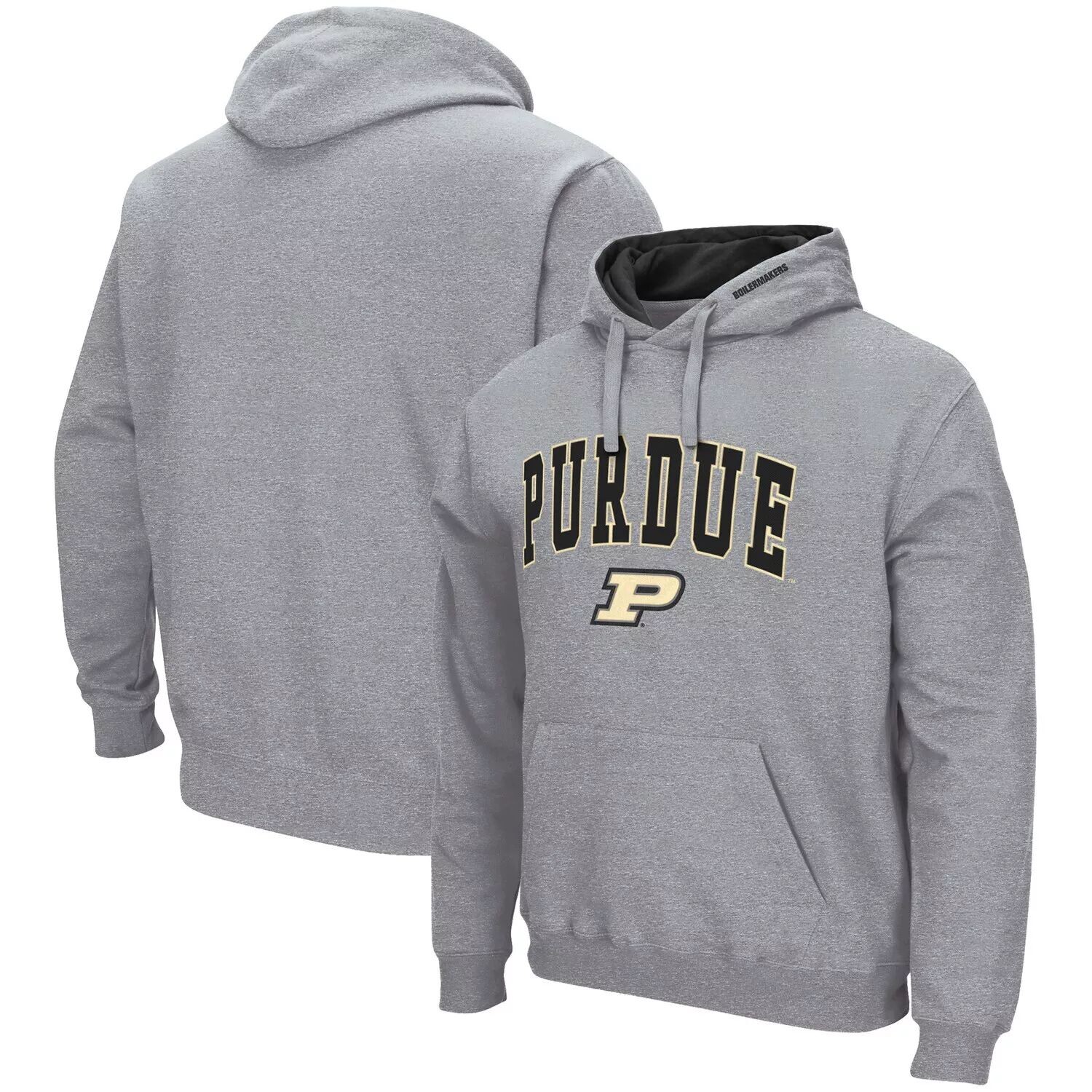 

Мужской серый пуловер с капюшоном Purdue Boilermakers Arch & Logo 3.0 с принтом меланжевого цвета Colosseum