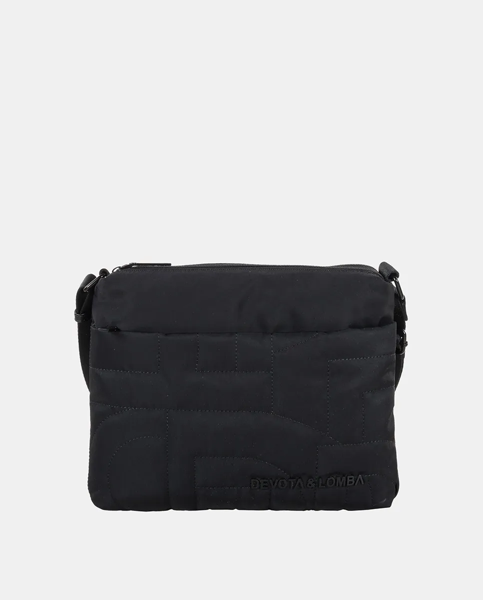 

Сумка через плечо из нейлона с мягкой набивкой среднего размера Devota & Lomba, черный