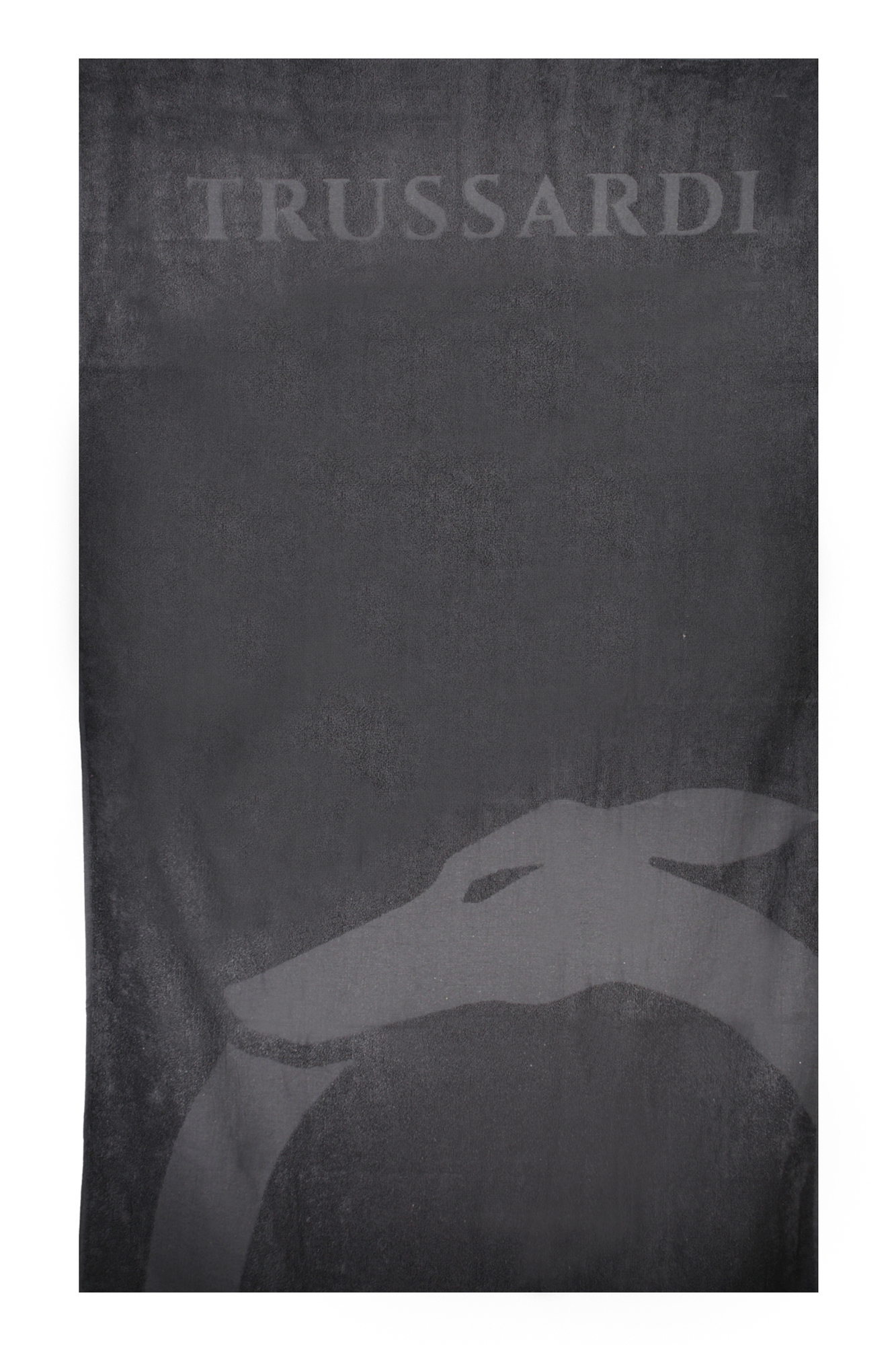 

Пляжное полотенце Trussardi хлопковое с логотипом, черный