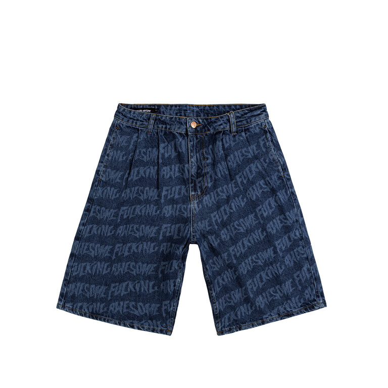 

Шорты Baggy Pleated Denim Laser Stamp Shorts Fucking Awesome, синий