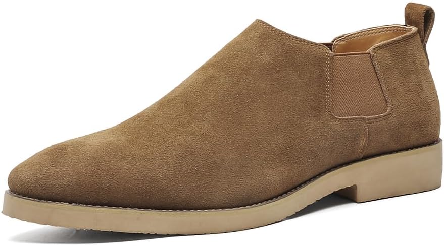 

Мужские ботинки челси: стильные замшевые ботильоны - туфли без шнурков для делового, повседневного ношения, работы, вечеринок и повседневной носки Generic, хаки