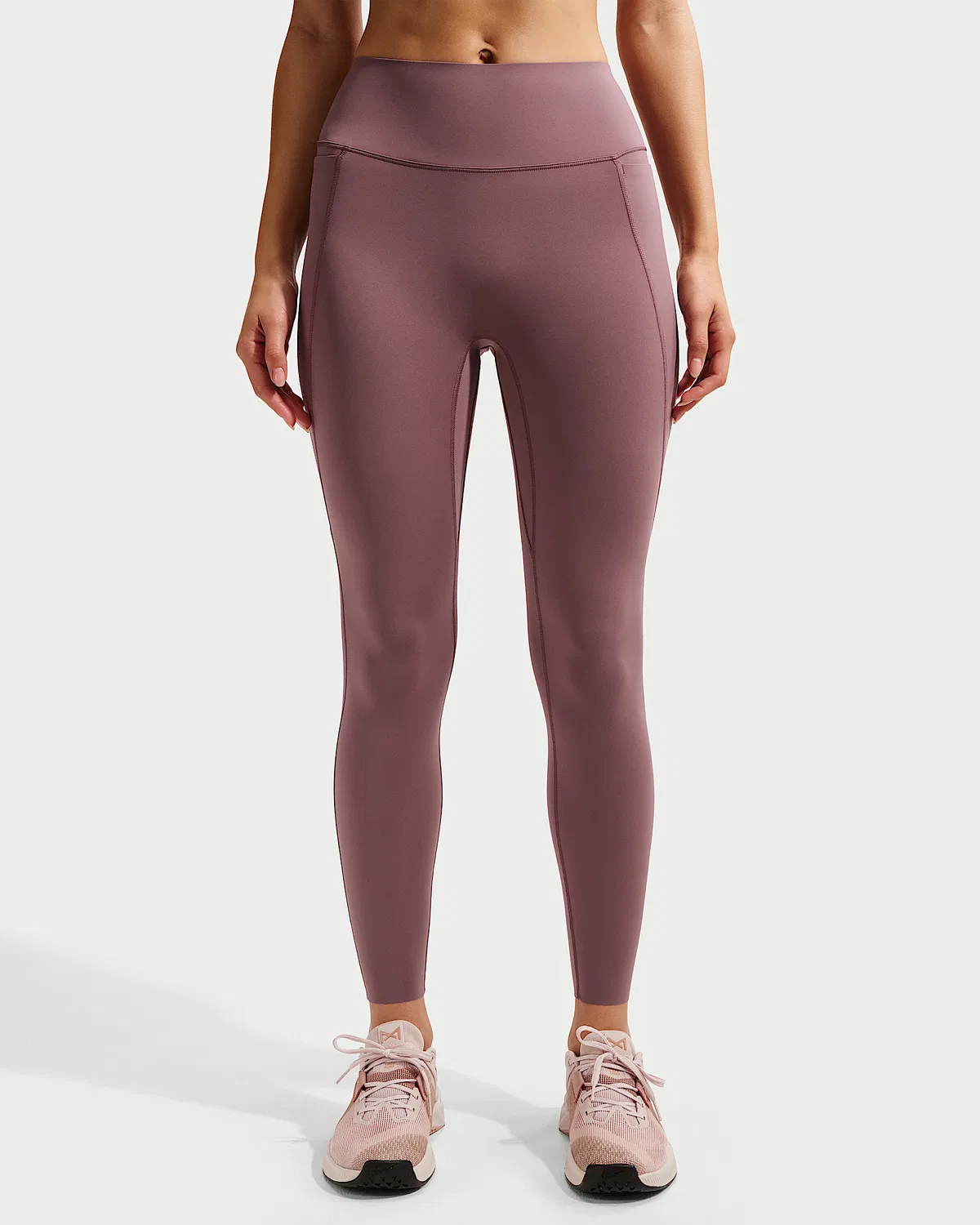 Женские леггинсы Nike Universa с высокой талией 7/8, без переднего шва, Tattoo/Tattoo/Burgundy Crush — фото 2