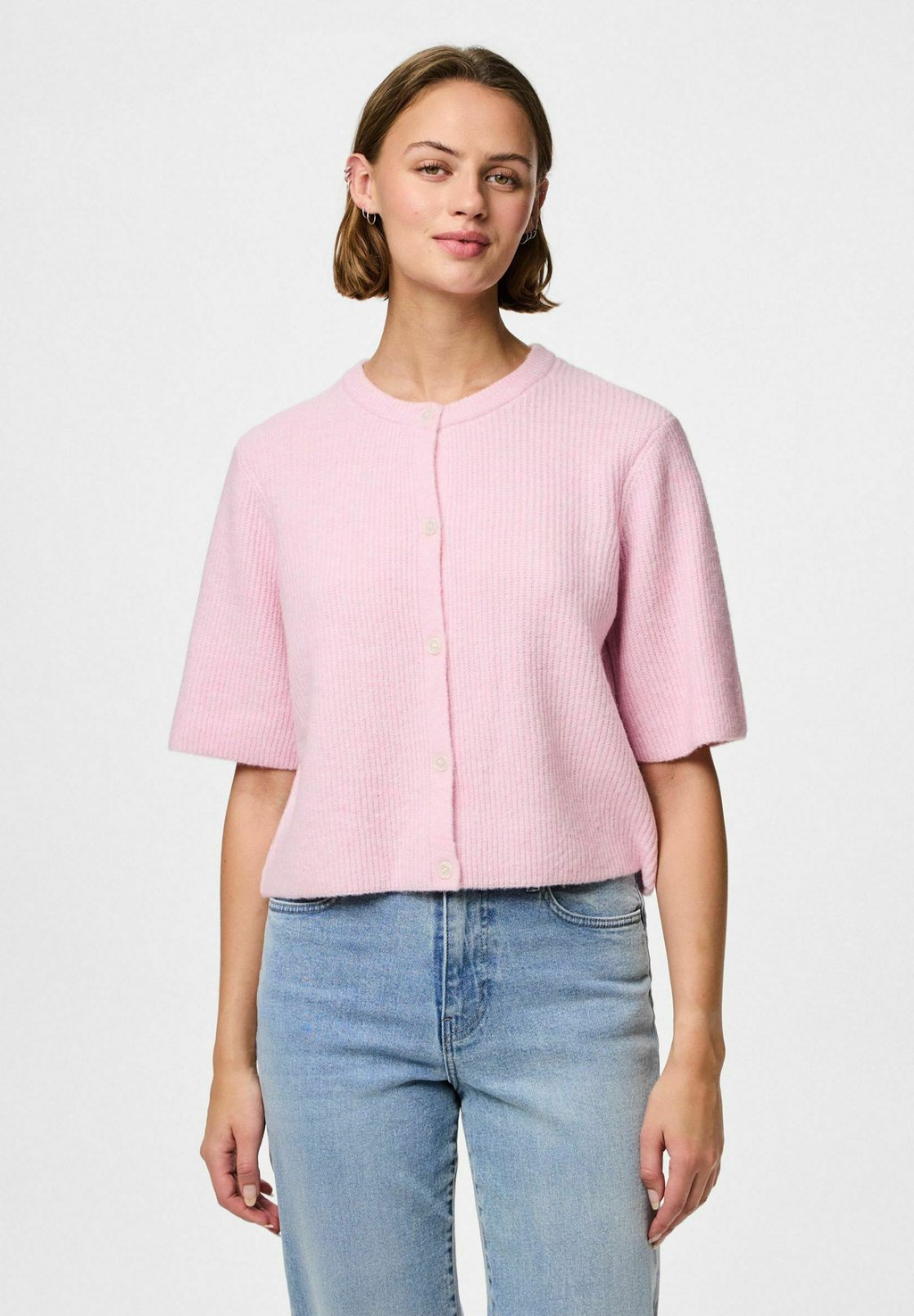 

Кардиган PCSILLY O-NECK Pieces, розовый