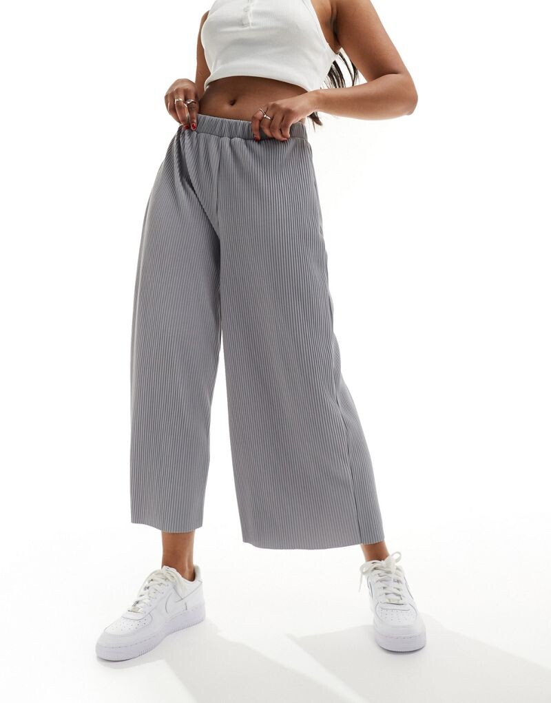

Широкие плиссированные брюки-кюлоты серого вереска ASOS DESIGN