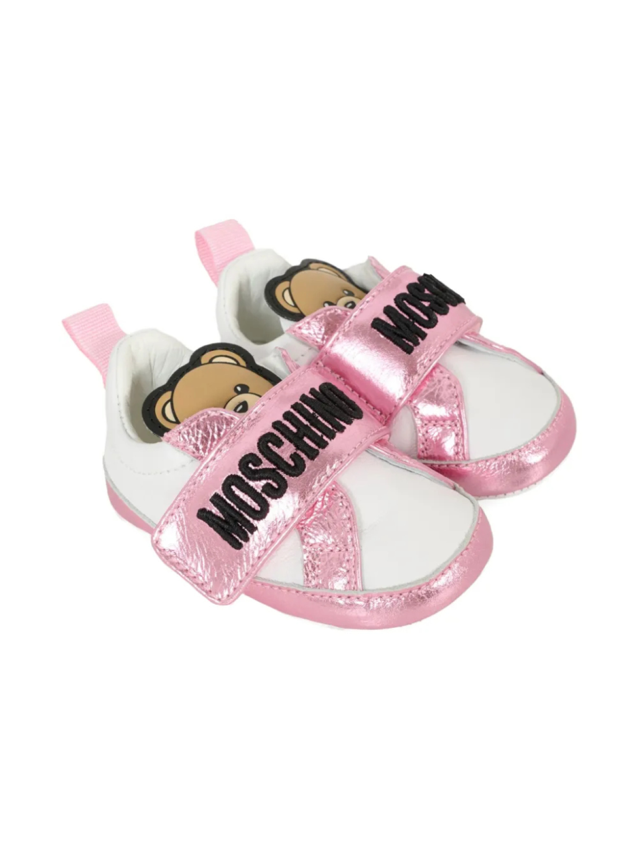 

Кроссовки Moschino Kids из кожи с вышивкой, белый