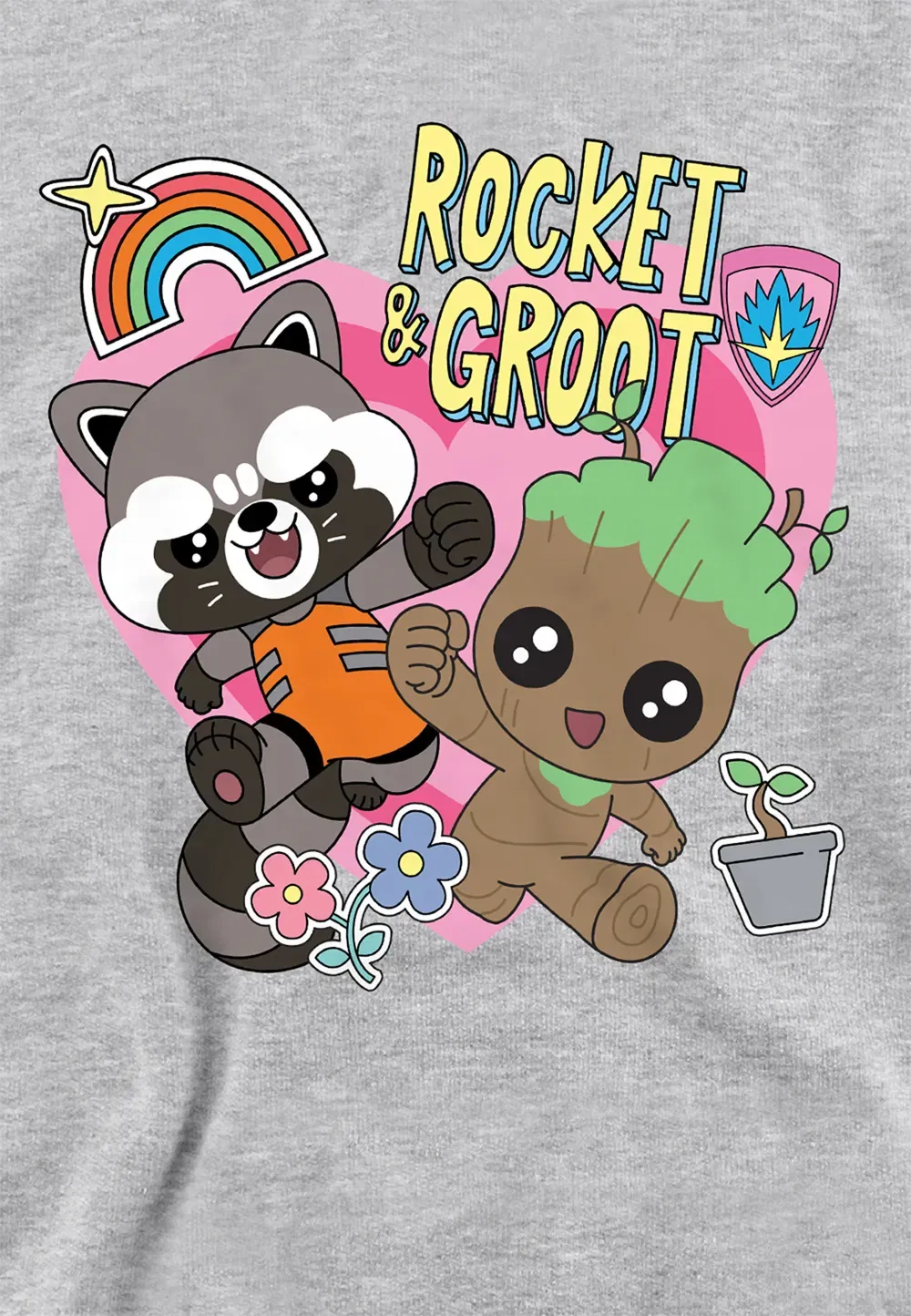 Детский худи Marvel Guardians of the Galaxy с Ракетой и Грутом, Athletic Heather, серый — фото 2