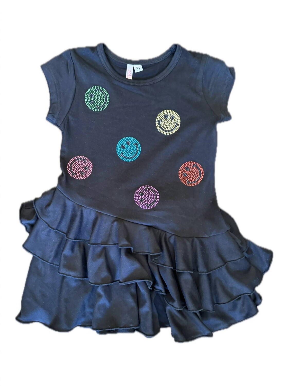 

Черное платье с короткими рукавами и рюшами для девочки Sofi Clothing, черный