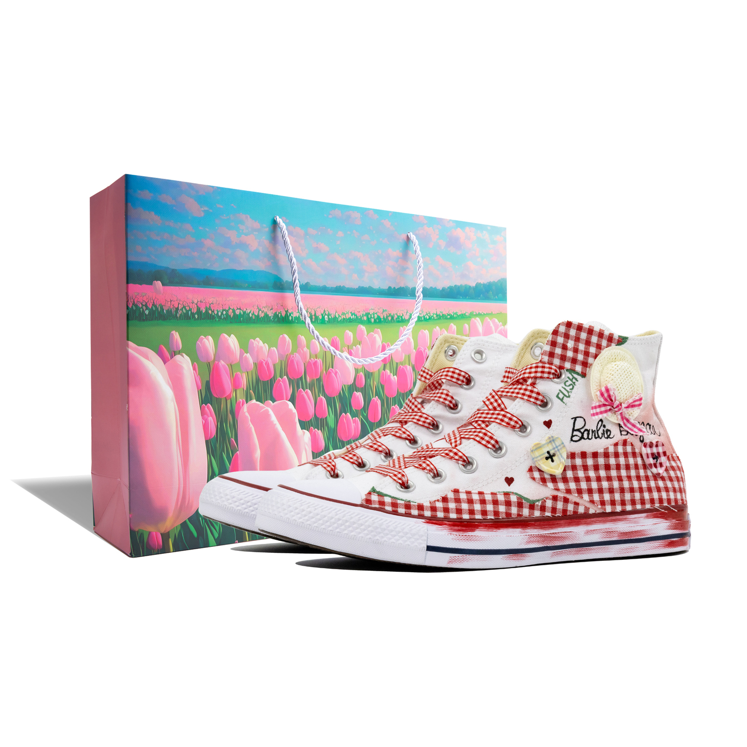 

Converse Чак Тейлор Хай Феери Тейл, устойчивые к истиранию высокие кеды из холста унисекс бело-розовые - розово-белые, шоппинг-бэг, цвет Pink White, Shopping Bag