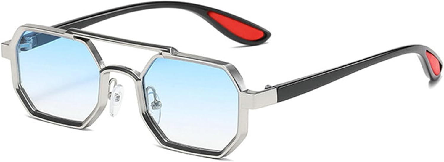 

Винтажные квадратные солнцезащитные очки-пилот в стиле 70-х годов, женские и мужские, с двойной перемычкой, металлические панк-очки, многоугольные солнцезащитные очки helena, C11