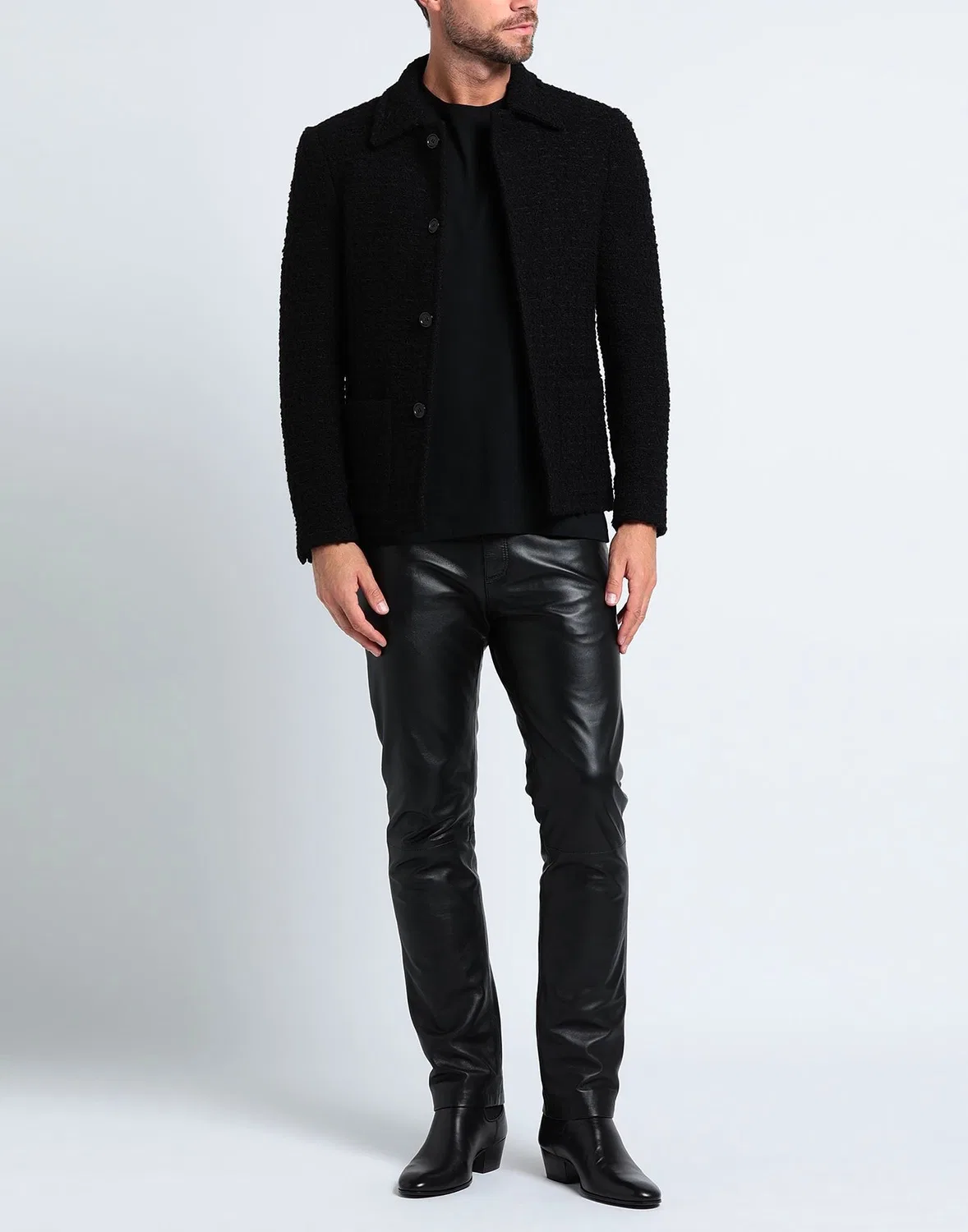 Пиджак из твида черный SAINT LAURENT — фото 4