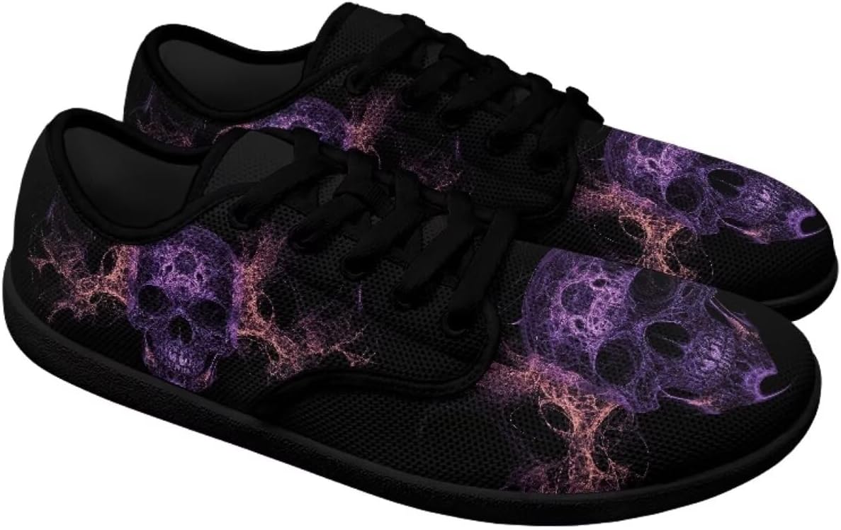 

Мужские кроссовки для ходьбы с широкой пяткой и пальцами, нулевая разница в подошве, минималистичные повседневные, дышащие сетчатые, без шнурков Pointodoor, Skull Printed