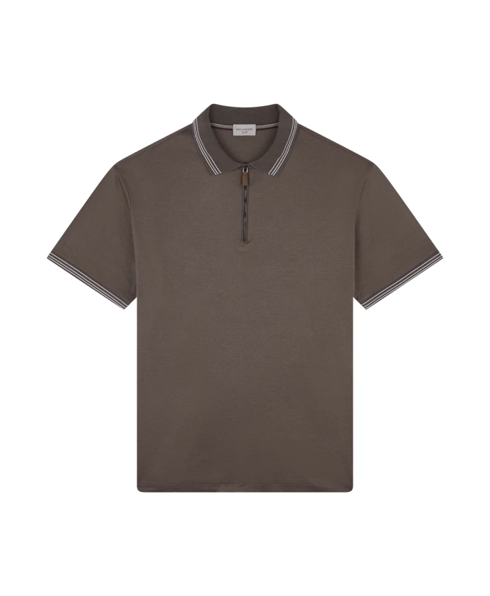 

Мягкая хлопковая рубашка-поло в полоску. Paul & Shark, коричневый