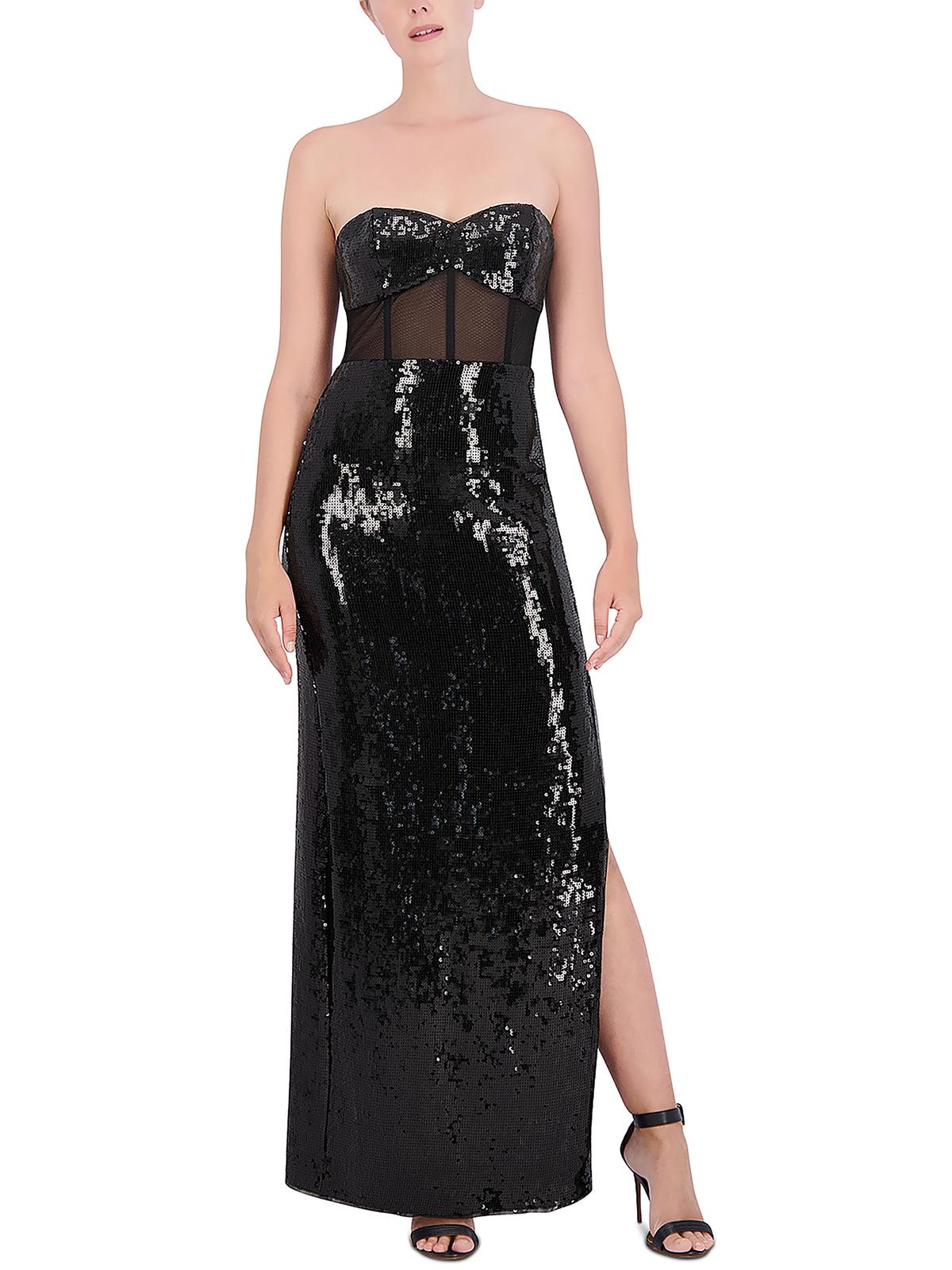 

Женское вечернее платье без бретелек с пайетками BCBGMAXAZRIA