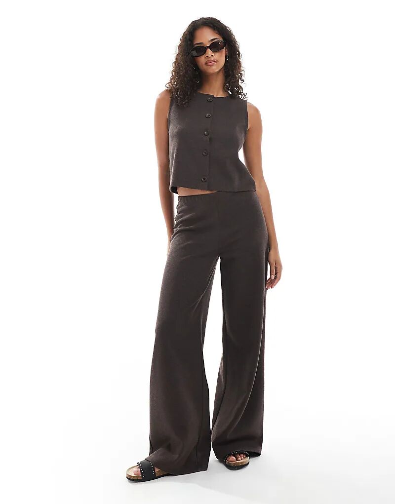 

Брюки Miss Selfridge премиум-класса из мягкой трикотажной резинки широкого кроя шоколадного цвета