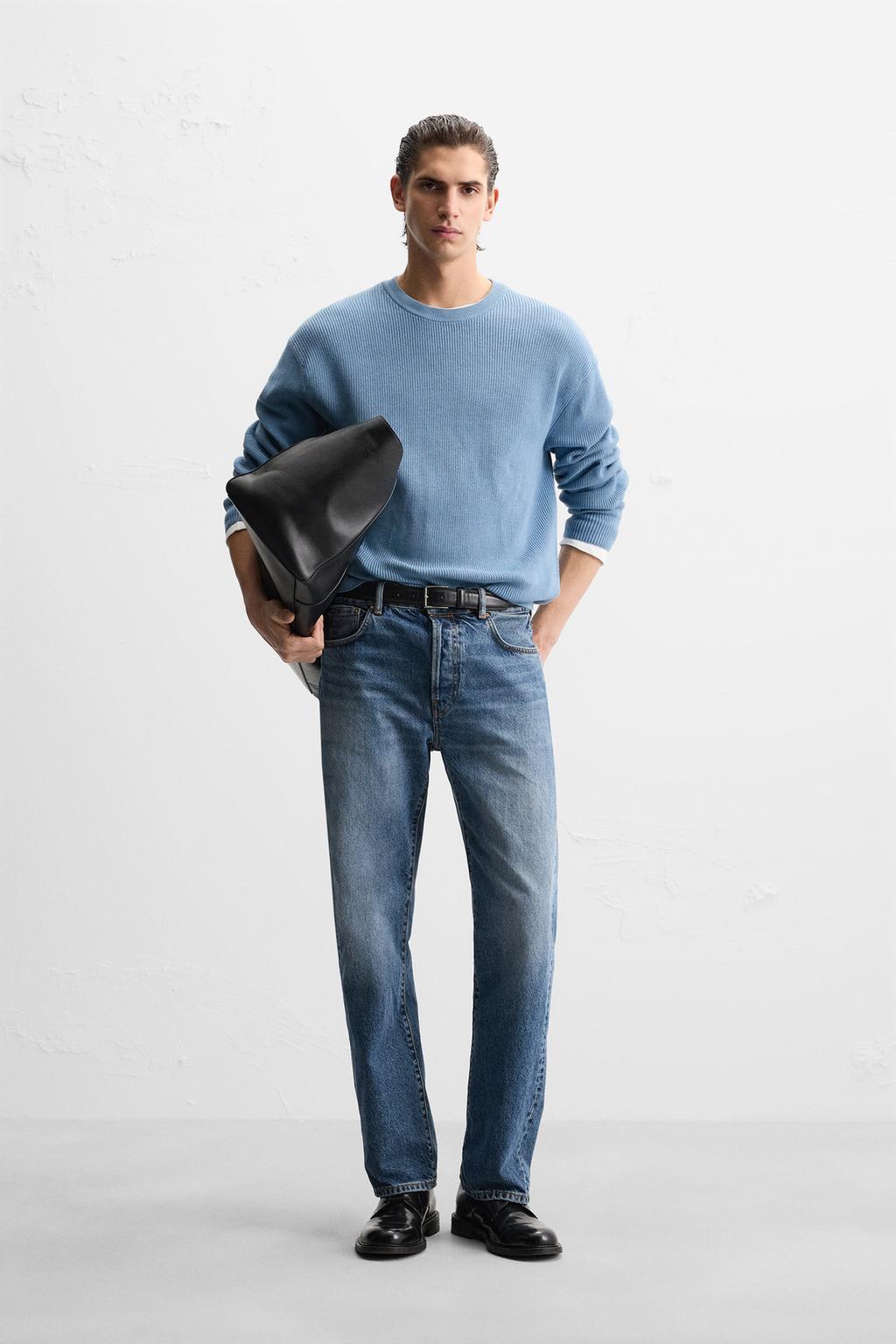 

Базовый свитер изнаночной вязки ZARA, светло-голубой