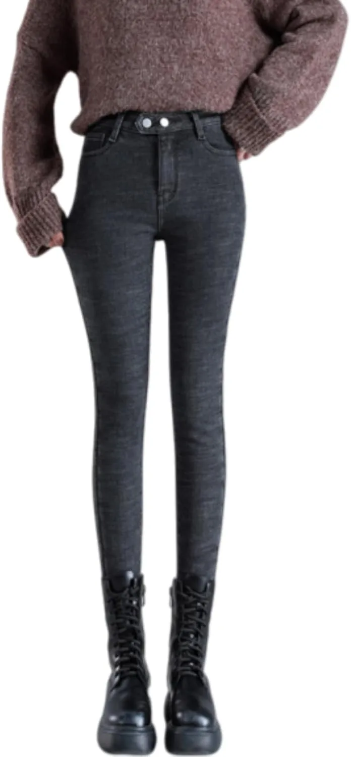 

Женские джинсы с флисовой подкладкой, утепленные, с карманами