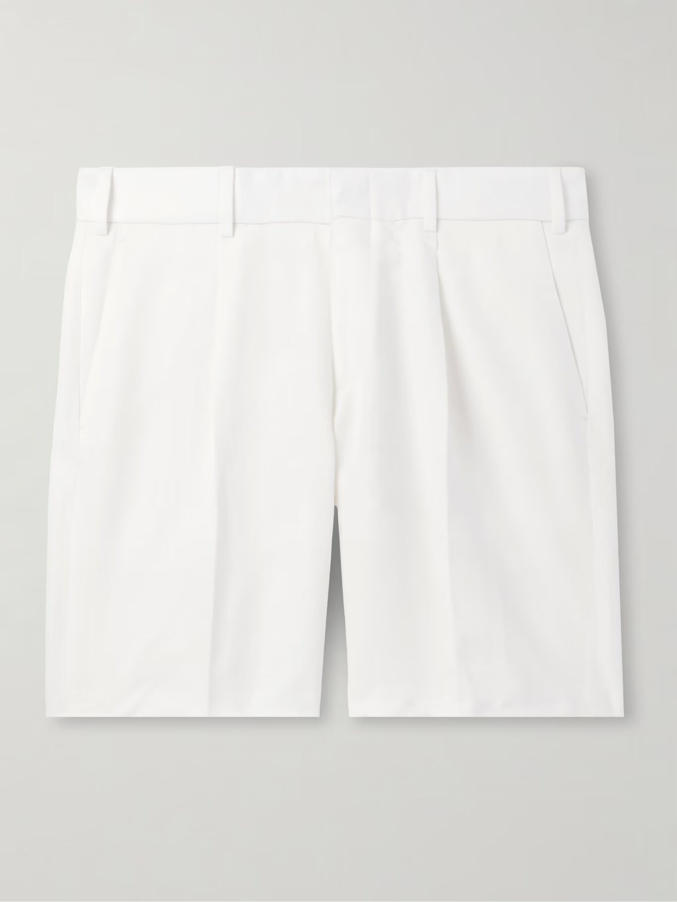 

Шорты Pienza Slim-Fit Straight-Leg со складками из льна и твила с добавлением хлопка BRIONI, белый