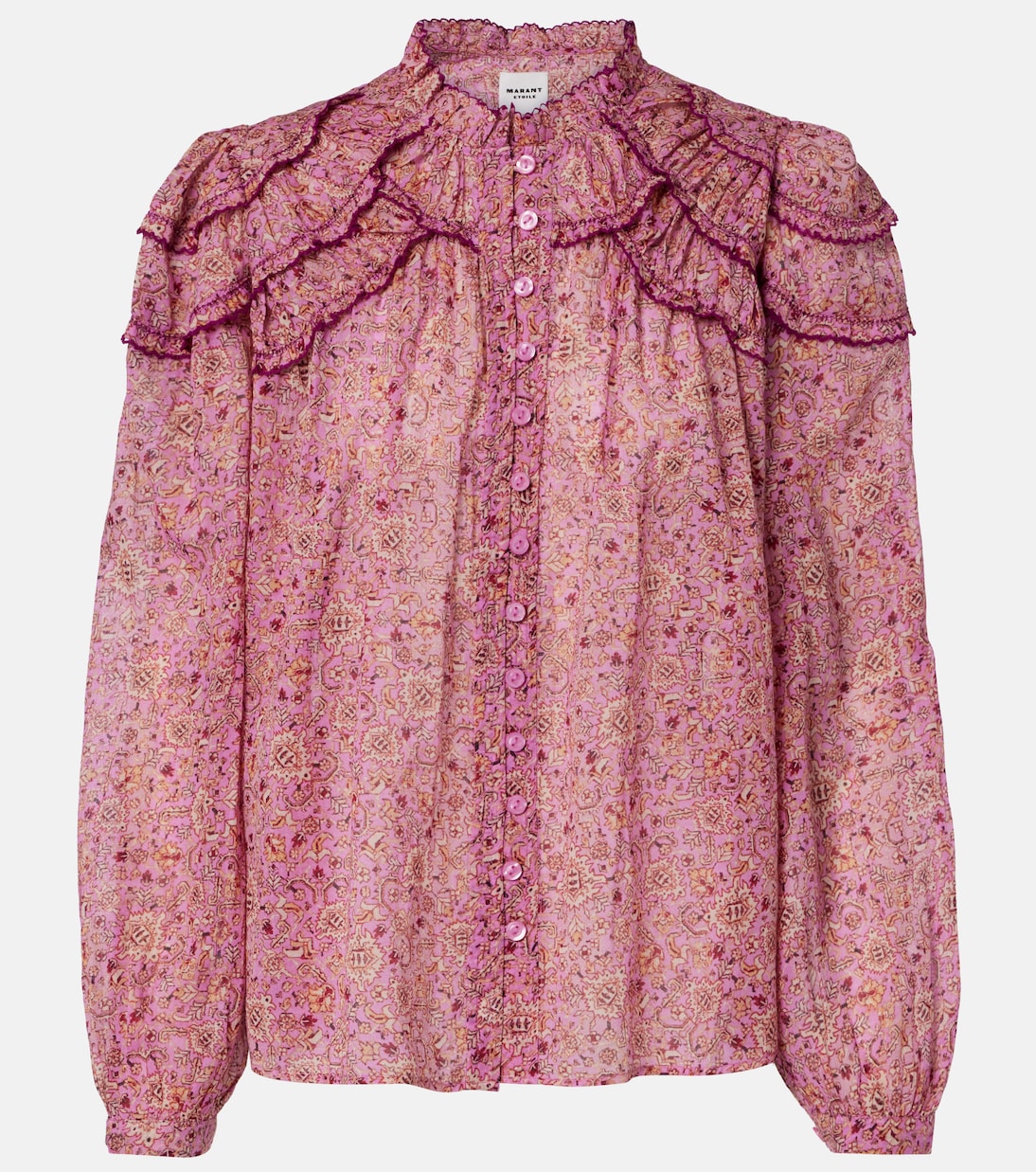 

Блузка из хлопка с рюшами Christa Marant Etoile, розовый
