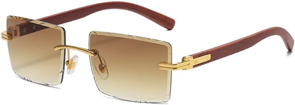 

Солнцезащитные очки с защитой UV400 | Безободковая панк-оправа с металлическими заклепками | Для женщин и мужчин, для занятий спортом на открытом воздухе и вождения DSVIGF, Gold-brown