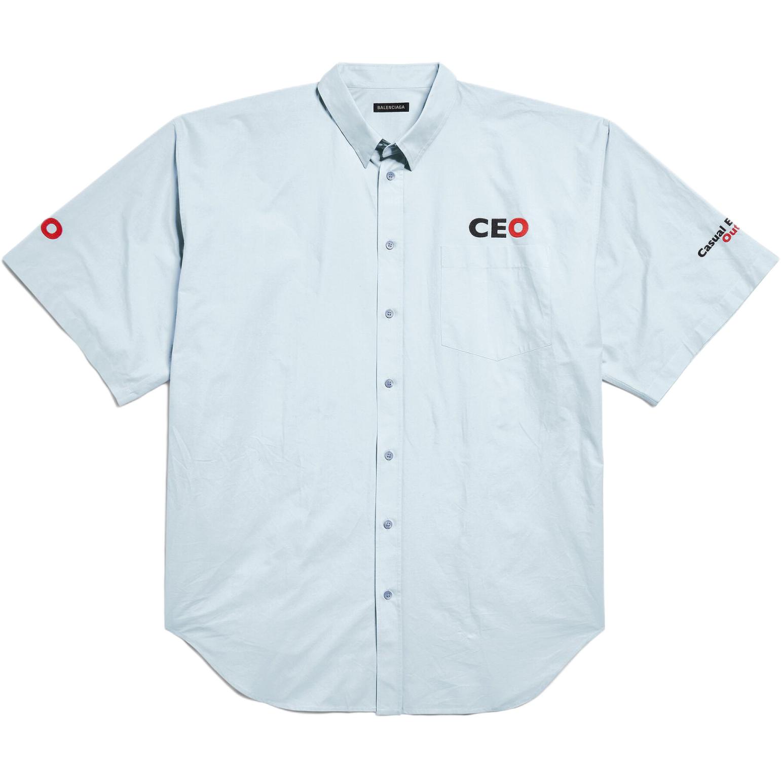 

Короткий рукав оверсайз рубашка с логотипом Ceo Uniform Balenciaga, светло-голубой