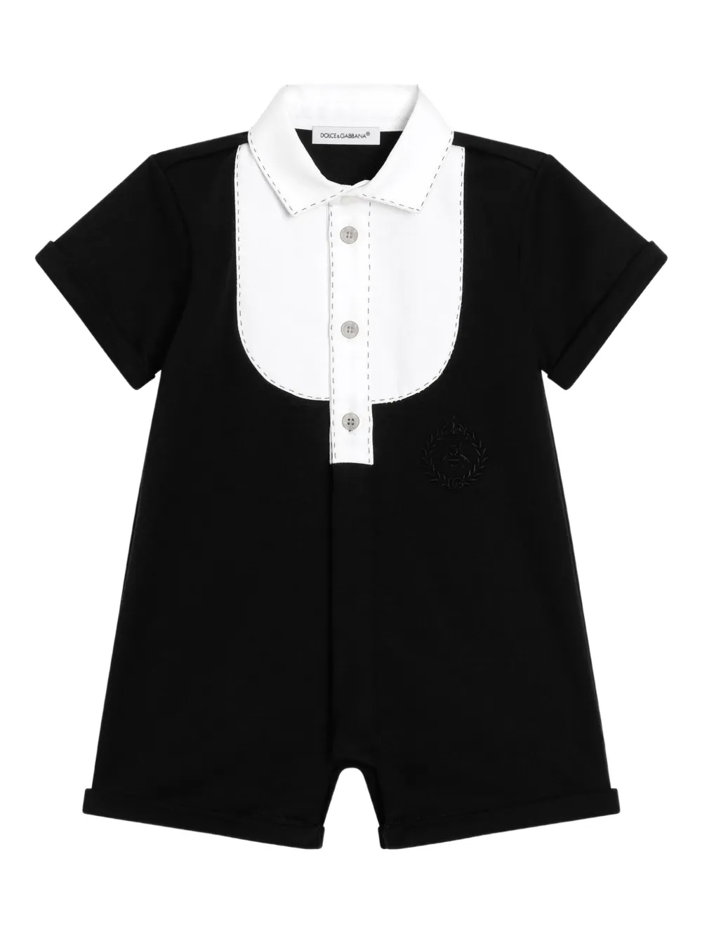

Ромпер с воротником поло и короткими рукавами Dolce & Gabbana Kids, черный