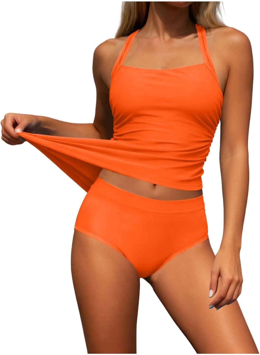 

Женский купальник 2 Piece Tankini с эффектом стройнящего контроля живота и топом с высокой талией