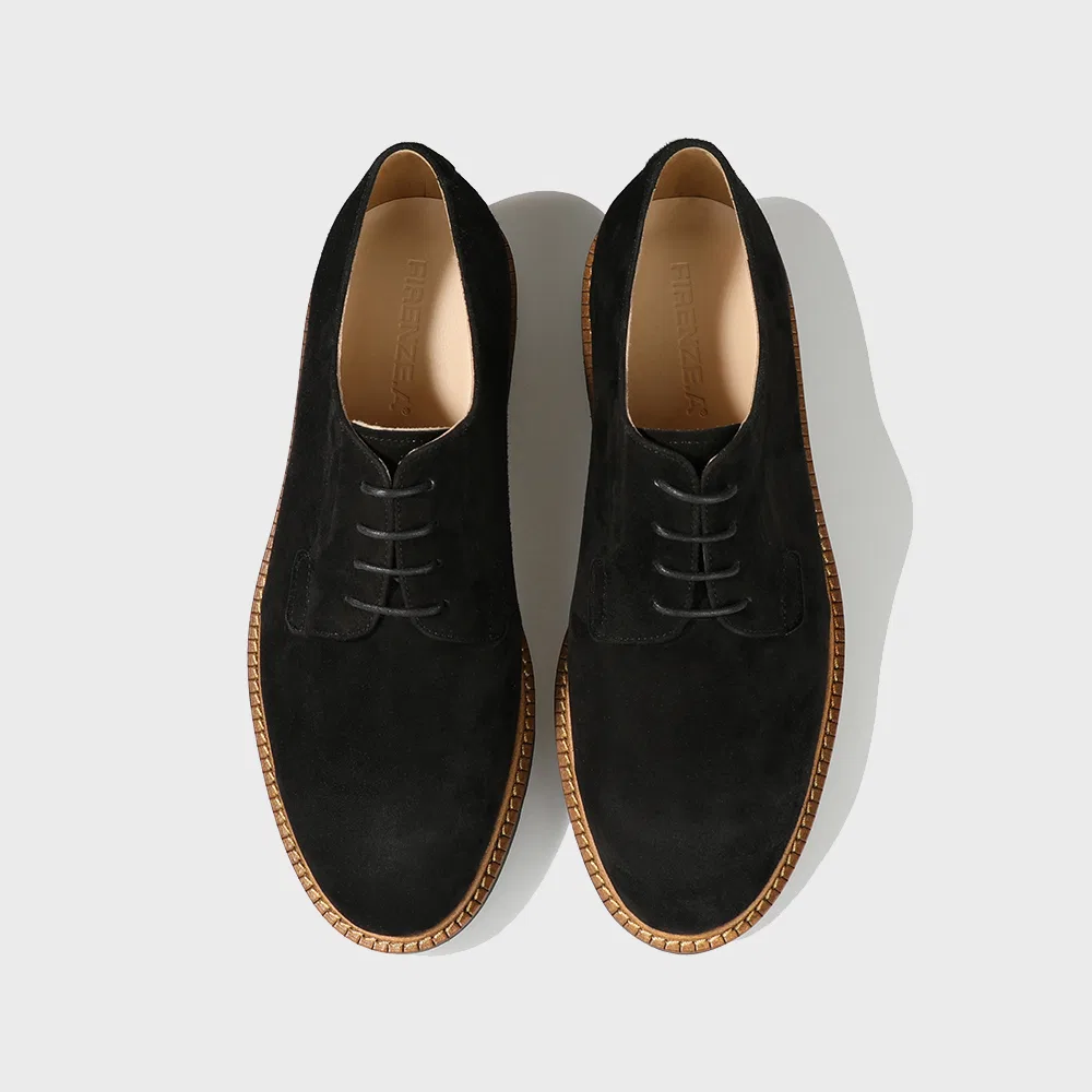 Мужские замшевые дерби Woodwelt Casual Sole 5400 на заказ, чёрные, от Firenze.A
