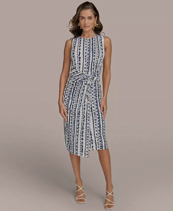 

Женское платье с принтом и асимметричным подолом Donna Karan New York, синий