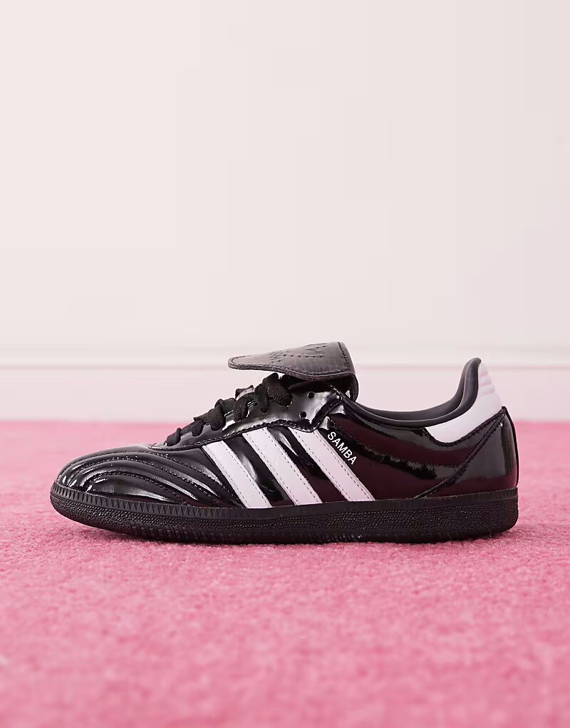 Кроссовки Adidas Originals Samba LT из лакированной кожи черного и белого цвета — фото 2
