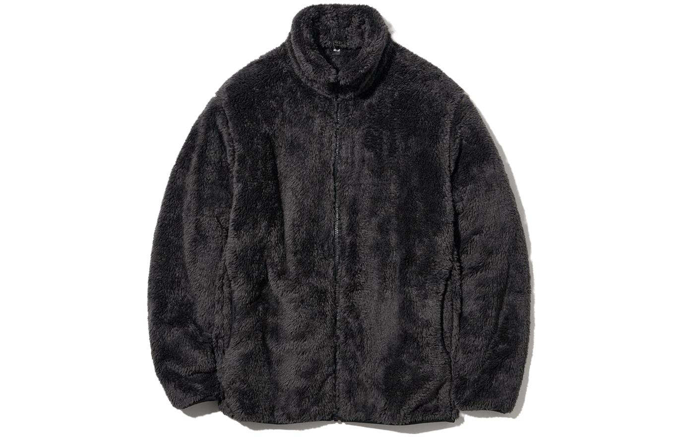 UNIQLO Пальто с бархатистой текстурой унисекс тёмно-серое, Dark Gray — фото 3