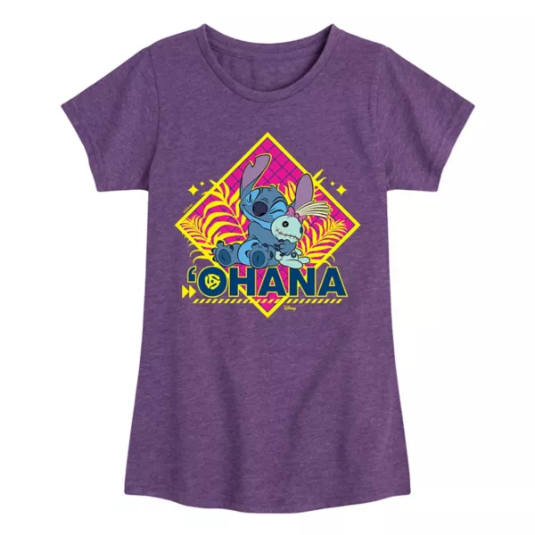

Футболка для девочек 7-16 лет с принтом "Охана" Lilo & Stitch Disney, цвет heather purple