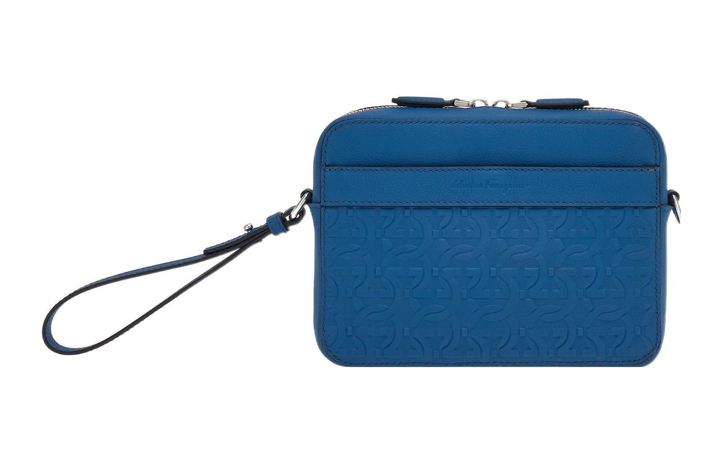 

Ferragamo Gancini кожаная наплечная сумка, кросс-боди мужская blue