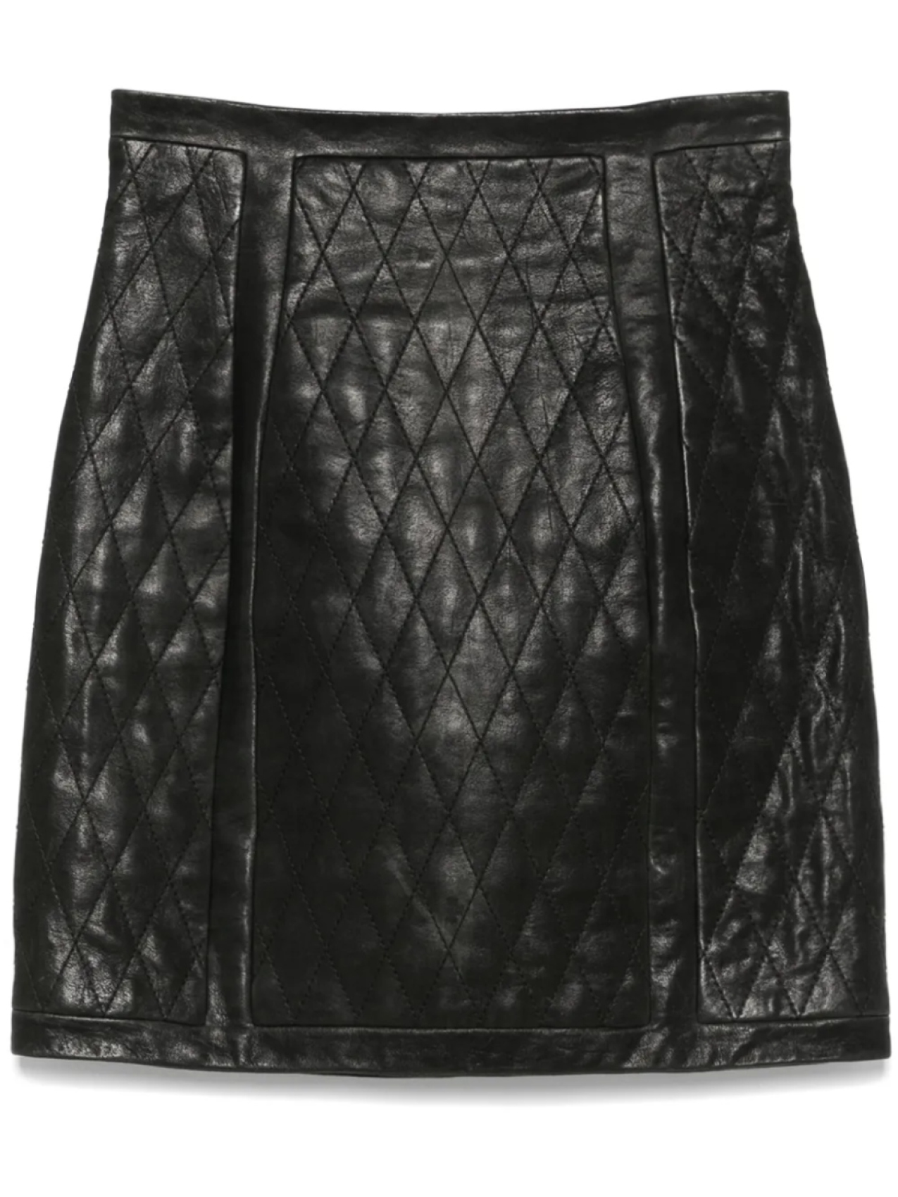 

Balmain стеганая юбка мини из кожи, черный