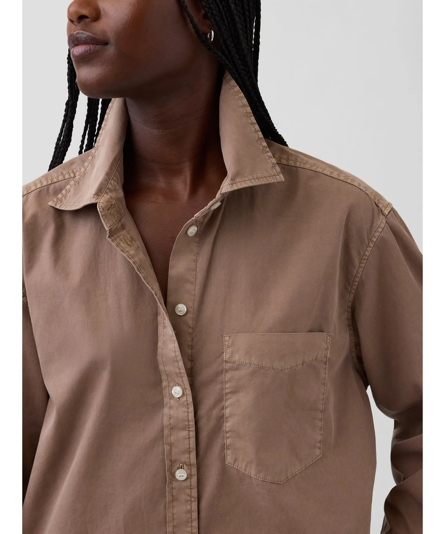 (W) Рубашка оверсайз из органического хлопкового поплина GAP, AMBER_WOOD