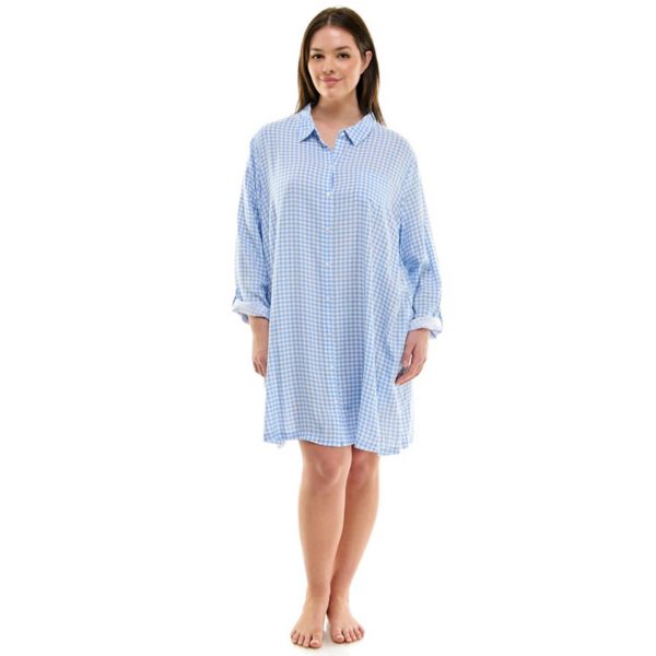 

Тканая ночная рубашка больших размеров на пуговицах Croft & Barrow, цвет french plaid